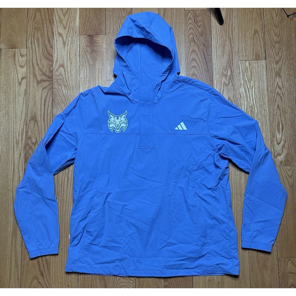 Adidas Quinnipiac University Bobcats Mens 1/4 Zip Jacket Windbreaker Blue Sz XL